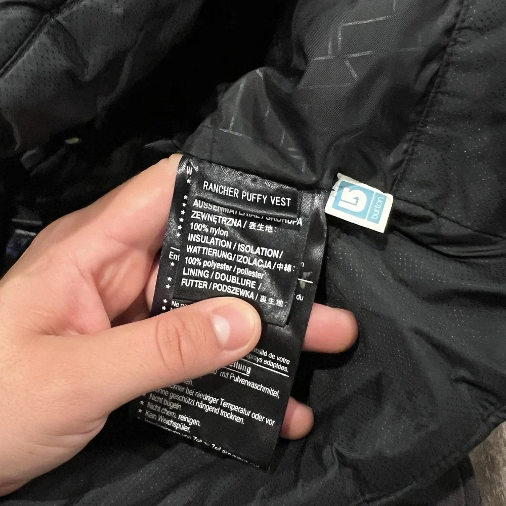 Burton Women's Full Zip Button Puffy Rancher Black Nylon Vest Size XS